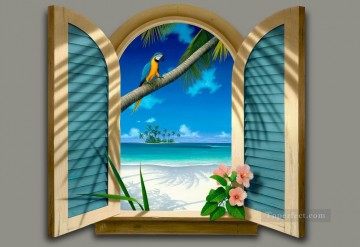 ファンタジー Painting - 楽園への窓マジック 3D